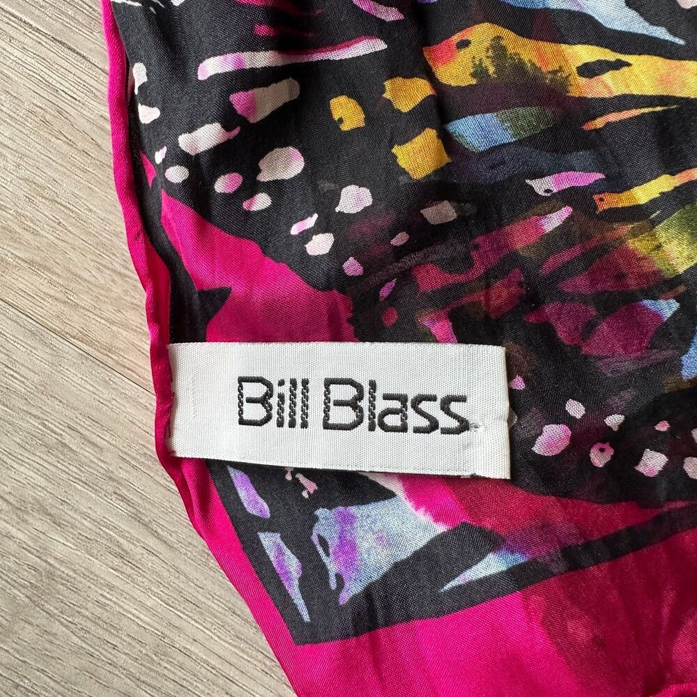 Vintage Bill Blass 100% Silk Scarf Butterfly Basha Scarves Fuschia Pink Monarch - Picture 4 of 7